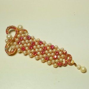 Vintage Elsa Schiaparelli Gold and Pink Brooch